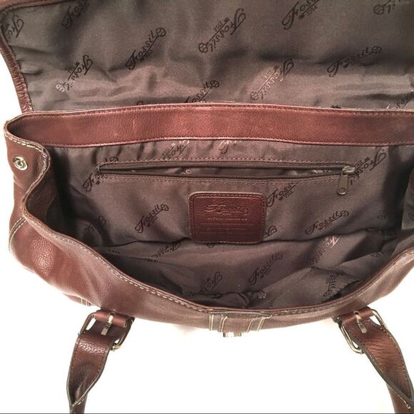 Fossil leather satchel top handle shoulder/handbag - Picture 7 of 9